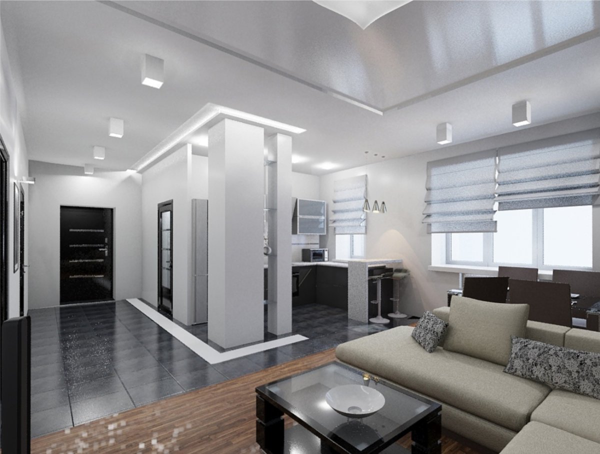 Интерьер однокомнатной квартиры в стиле Хай тек