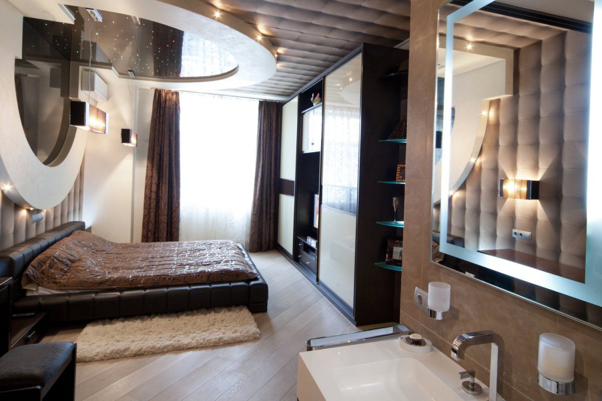 Спальня хайтек в белых тонах