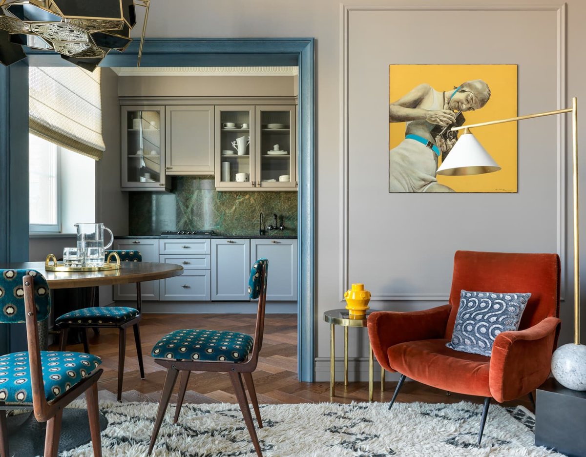 Ковер в гостиной в стиле Эклектика