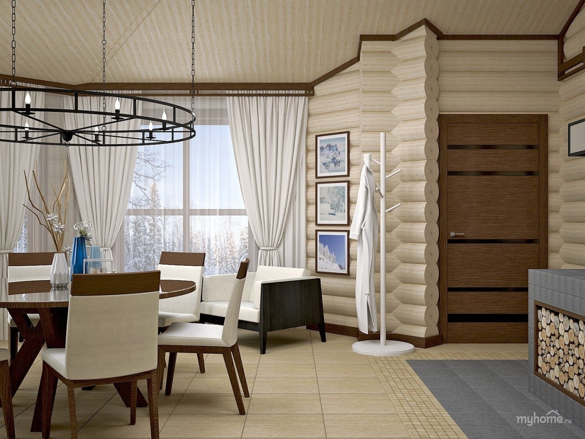 Интерьер бани с комнатой отдыха