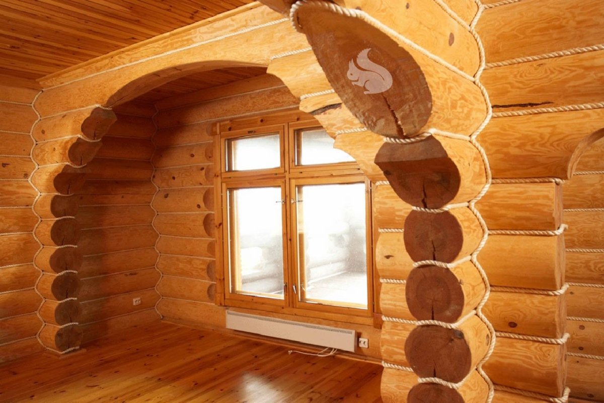 Ретро проводка в доме из оцилиндрованного бревна