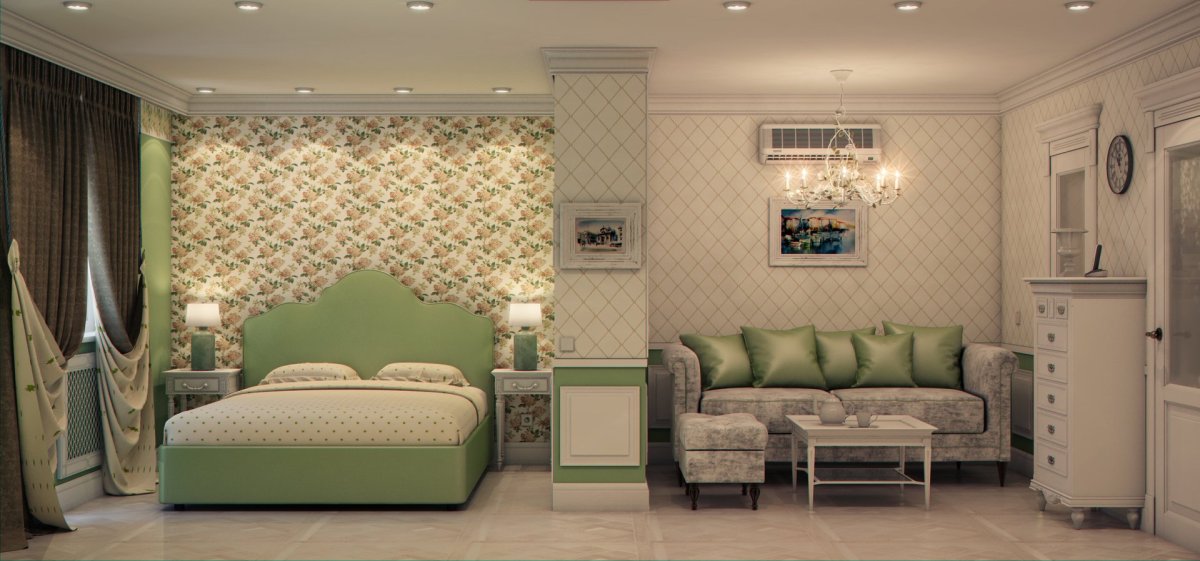 Молдинги для стен в интерьере спальни