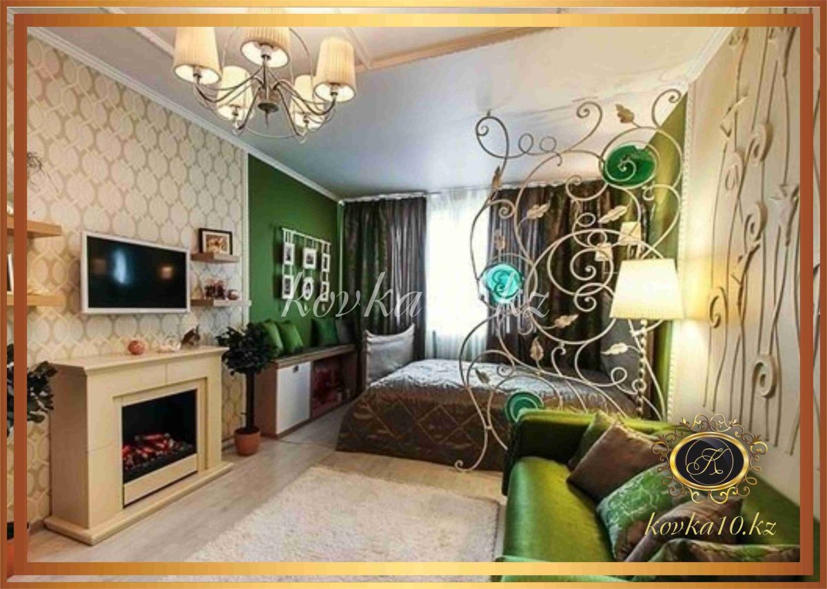 Комбинация обоев в спальне