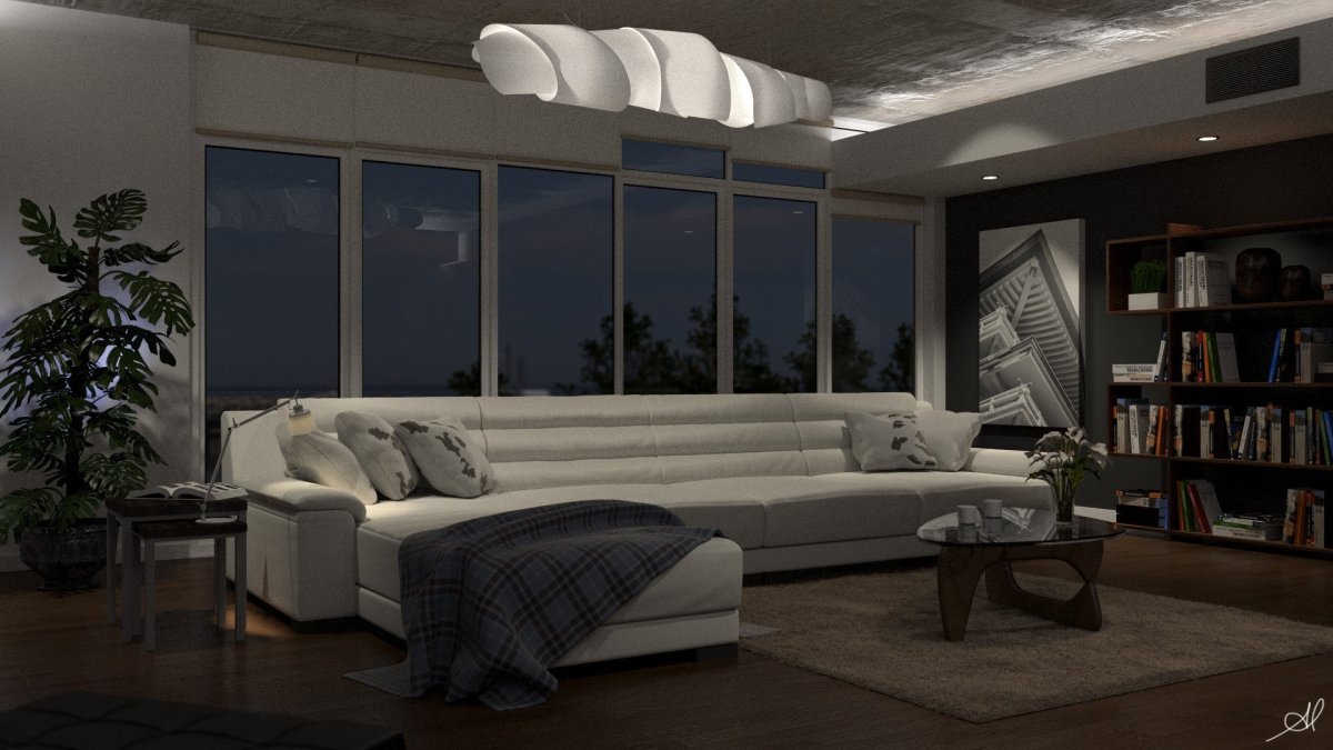 Аниме гостиная с диваном