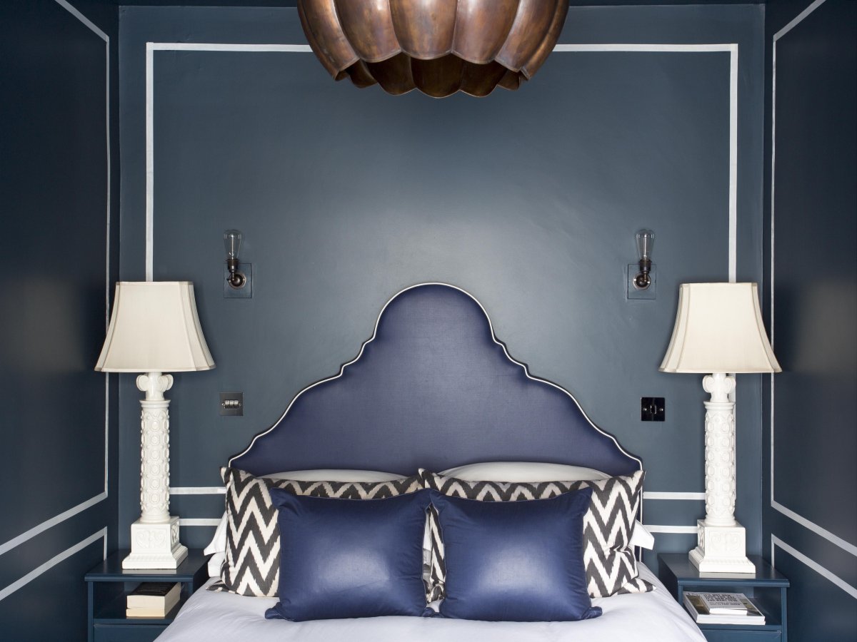 Сине зеленая спальня