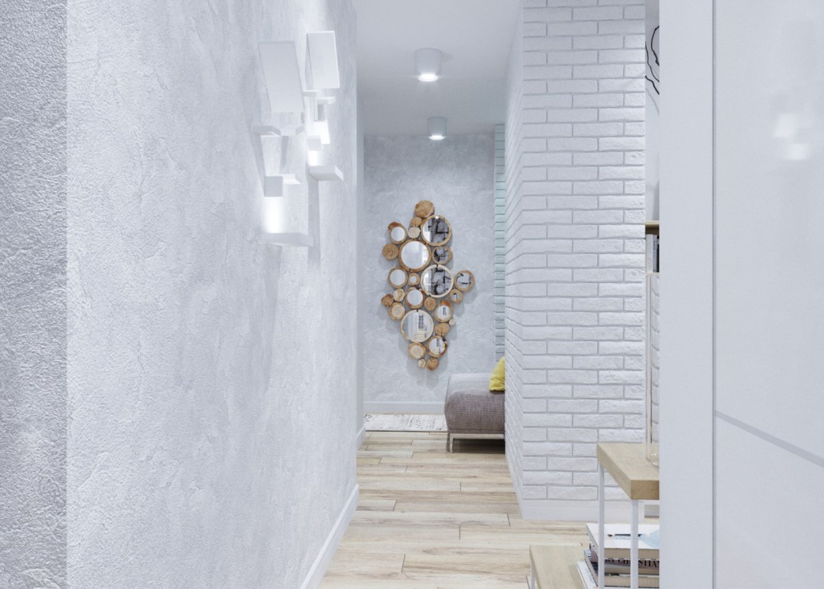 Белая декоративная штукатурка в интерьере