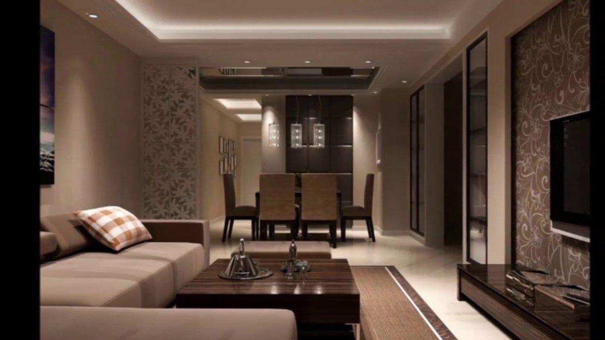 Гостиная в бело коричневых тонах