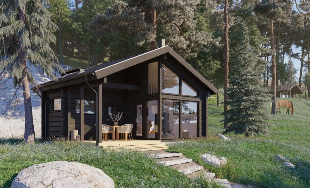 Баня каменная стиль Шале