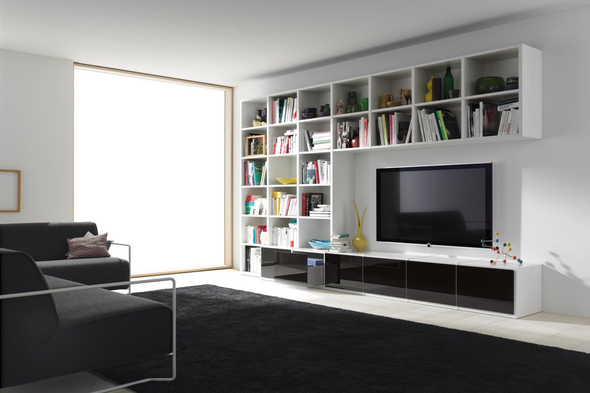 Книжный стеллаж с телевизором