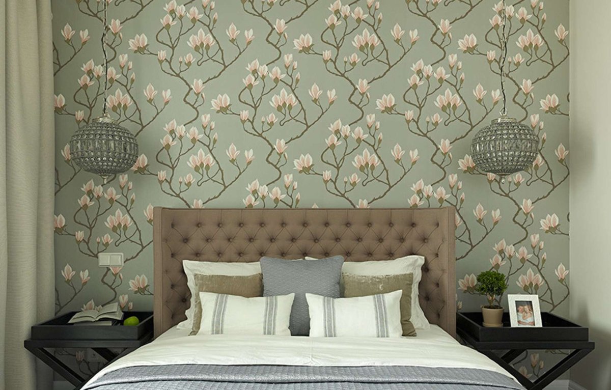 Обои с рисунком в спальню