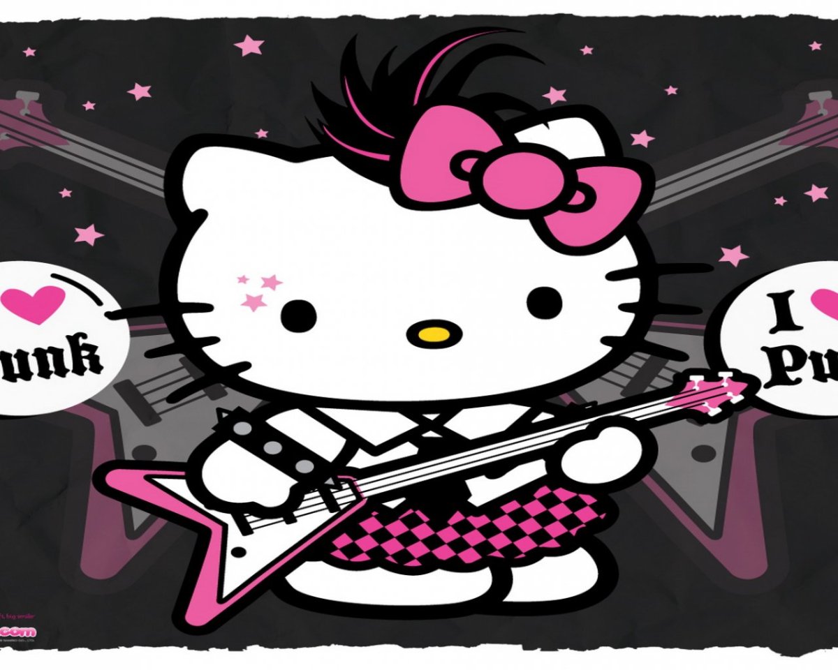 Обои с Хелло Китти черные