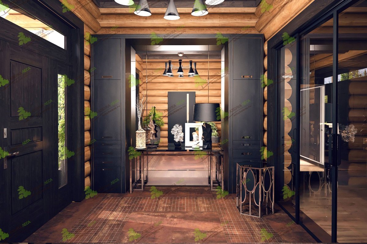 Интерьер прихожей в деревянном доме