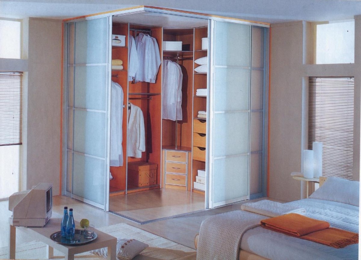 Угловая гардеробная 150 на 110