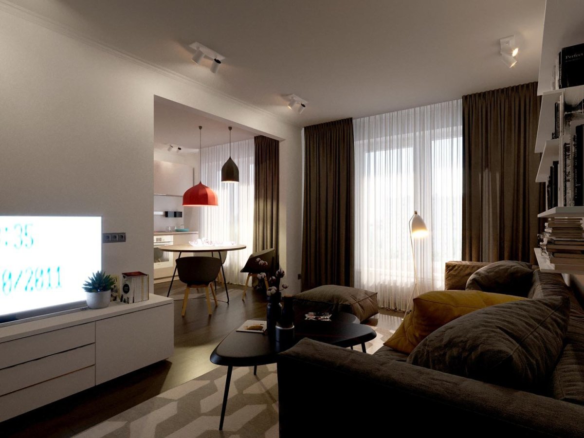 Интерьер зала с нишей в квартире