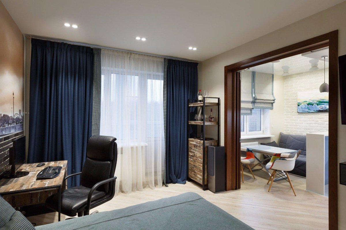 Шторы в однокомнатную квартиру в комнату