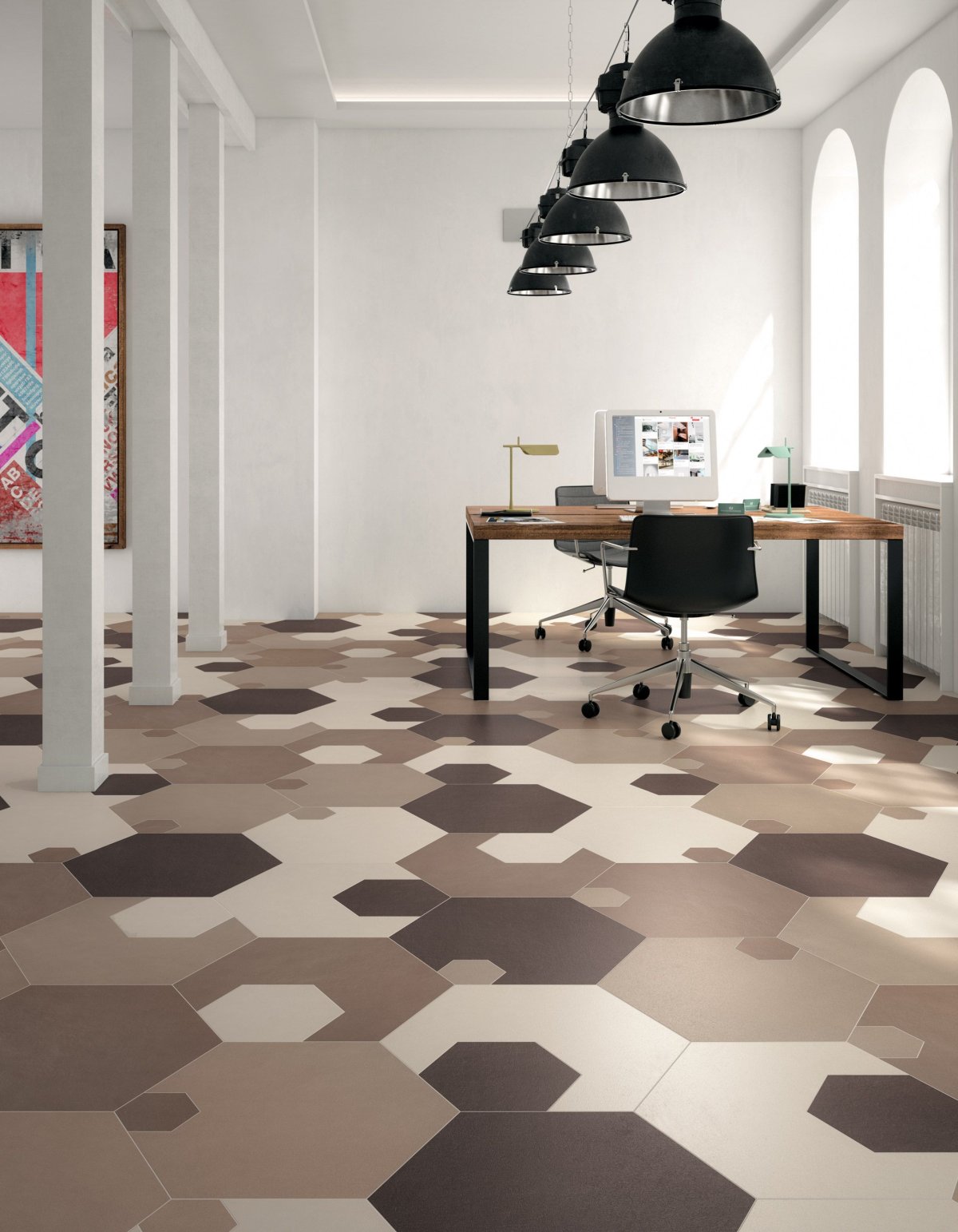 Гексагон стык с плиткой