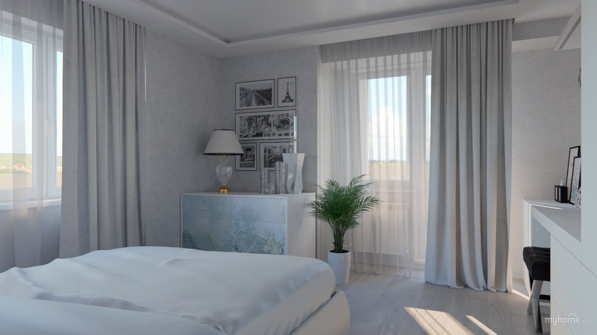 Светло серые шторы в интерьере