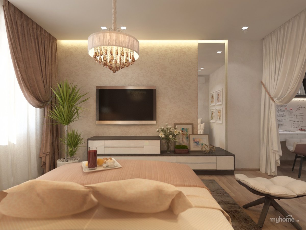 Натяжные потолки гостиная 18кв