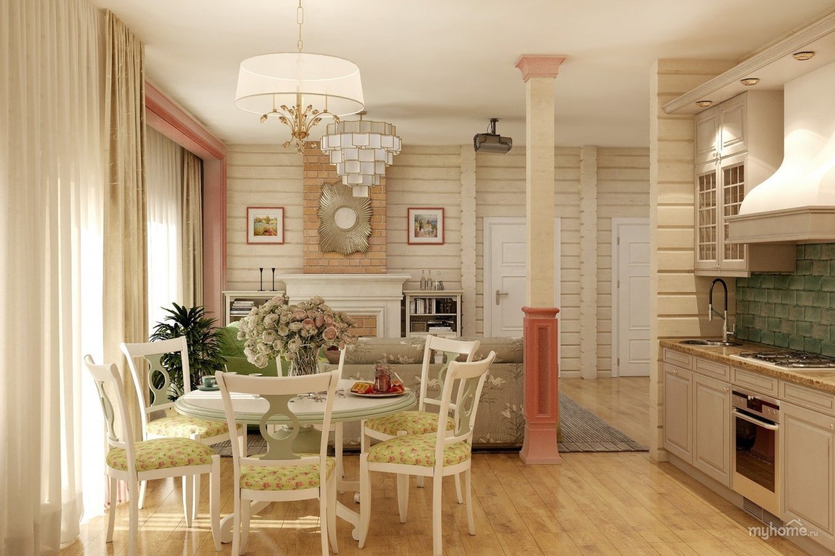 Кухня в доме из бруса