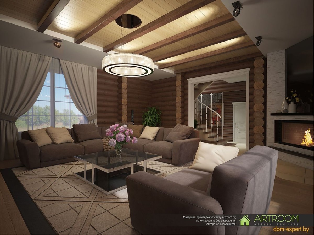 Кухня в доме из бруса