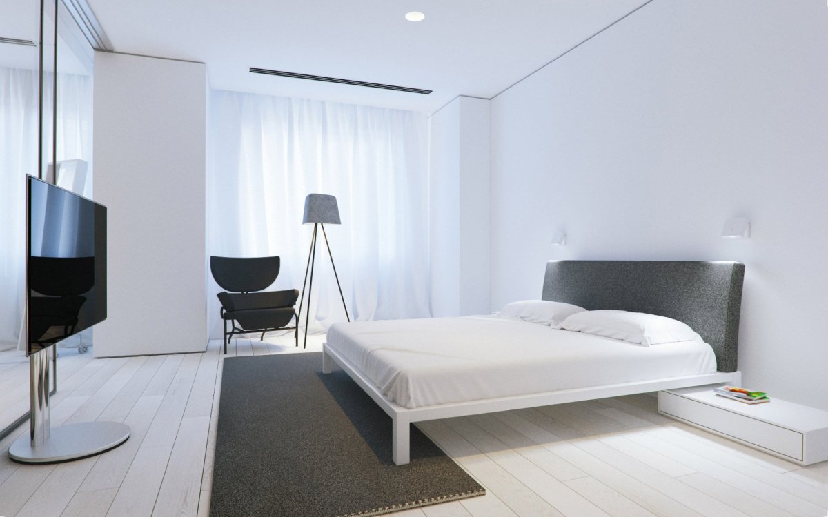 Светлая спальня в минималистическом стиле