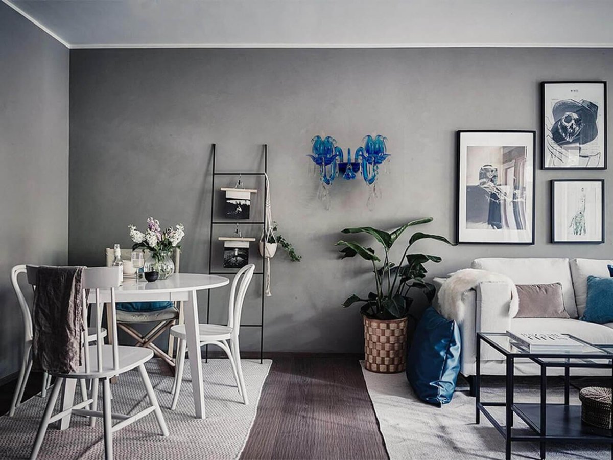 Гостиная в сером цвете