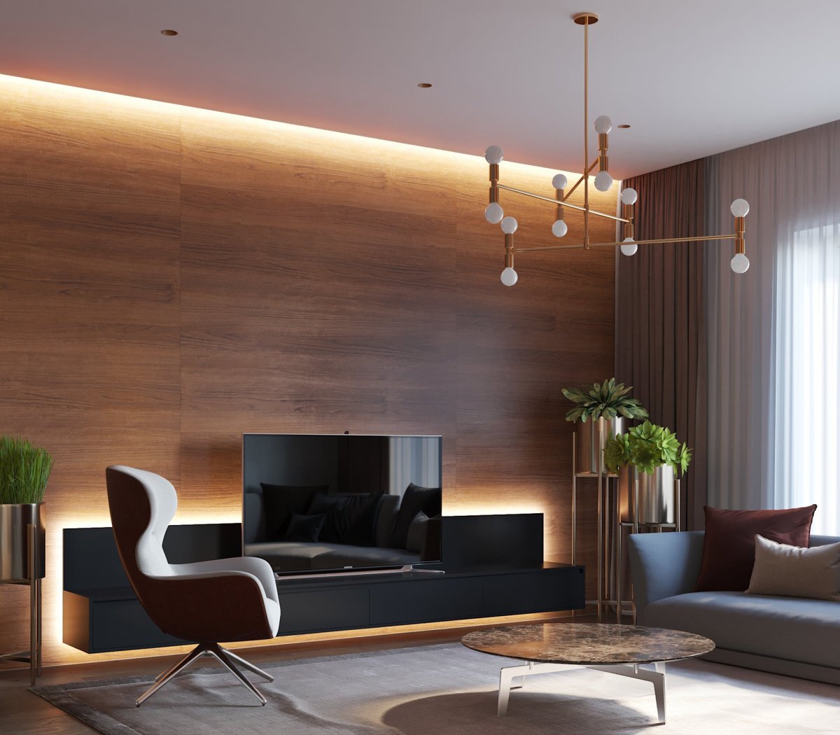 Пробковая стеновая панель в интерьере