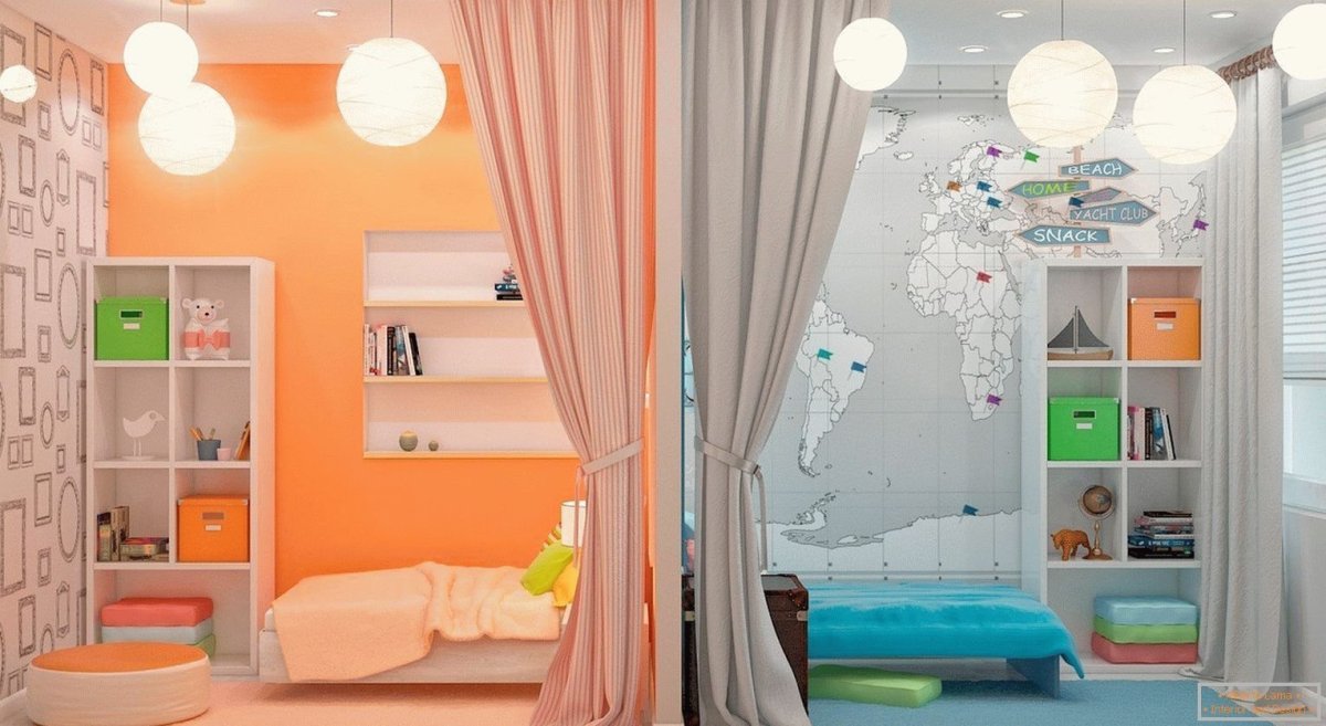 Перегородка между кроватями в детской