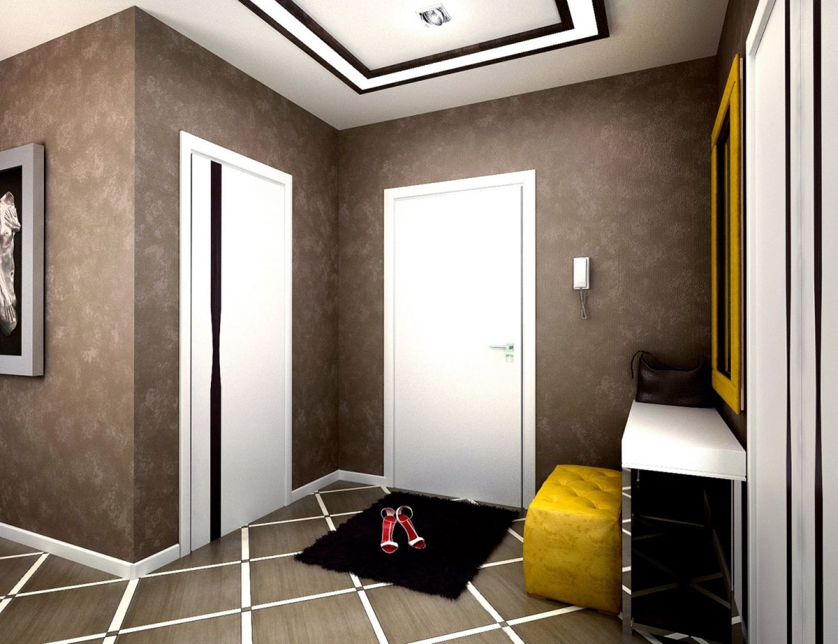 Комбинированные обои в коридоре