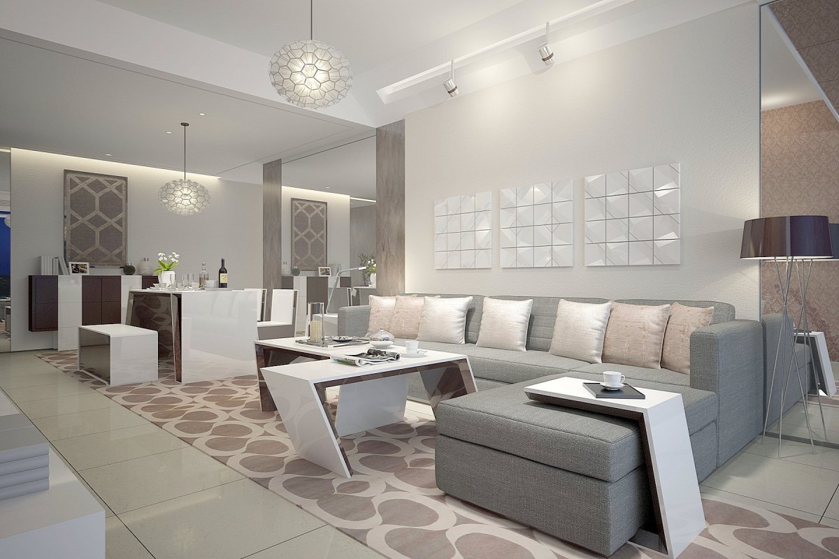 Кухня студия в серых тонах