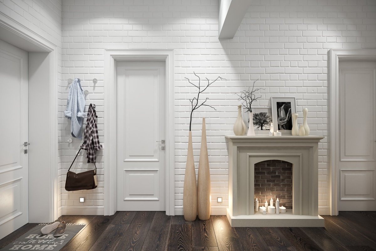 Декоративный кирпич в коридоре