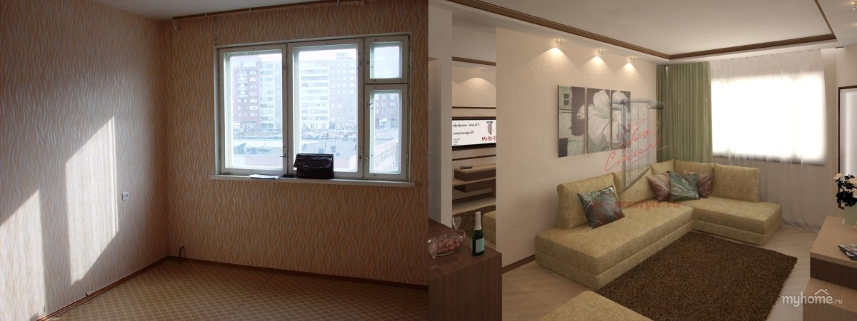 Дизайн кухни в п44 трешка