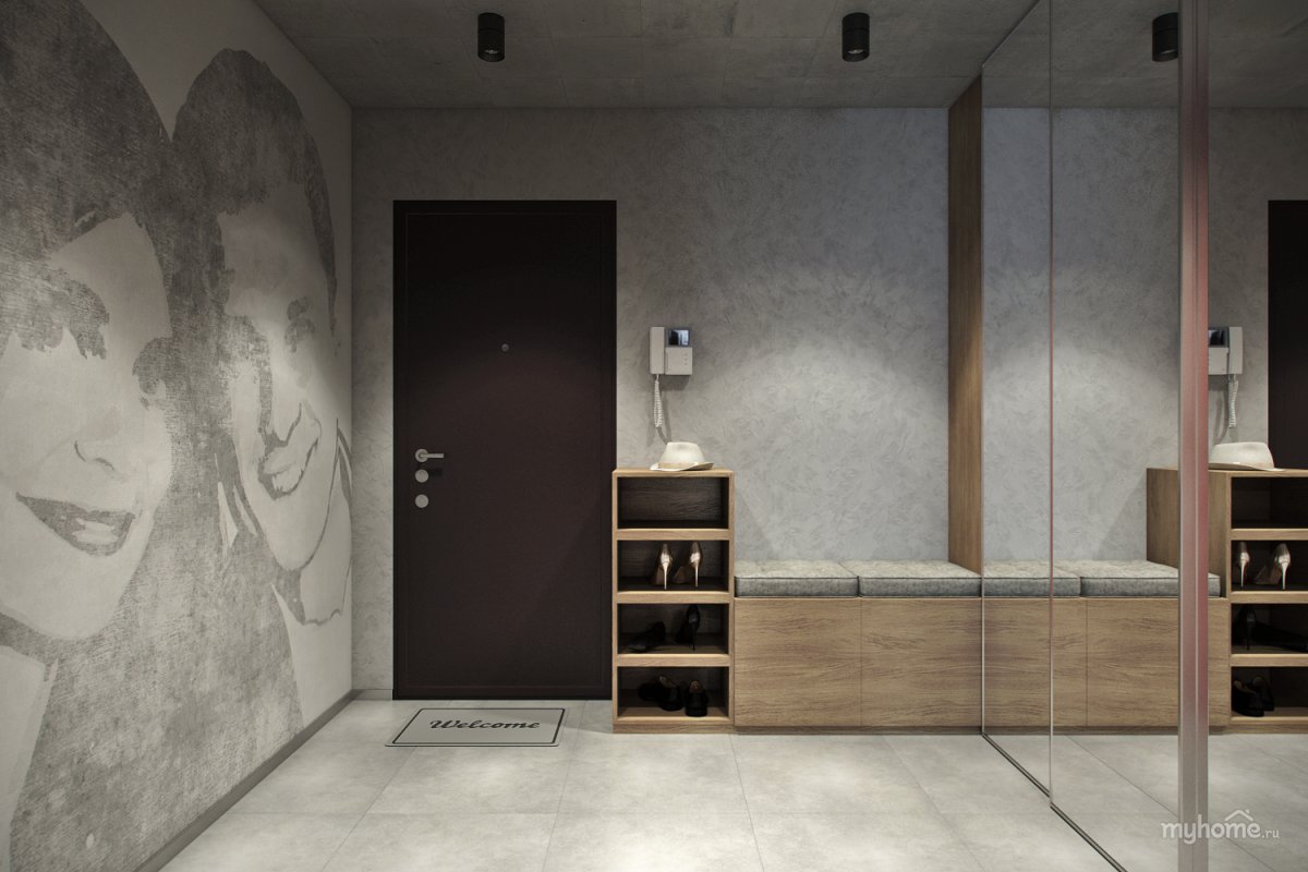 Прихожая лофт бетон