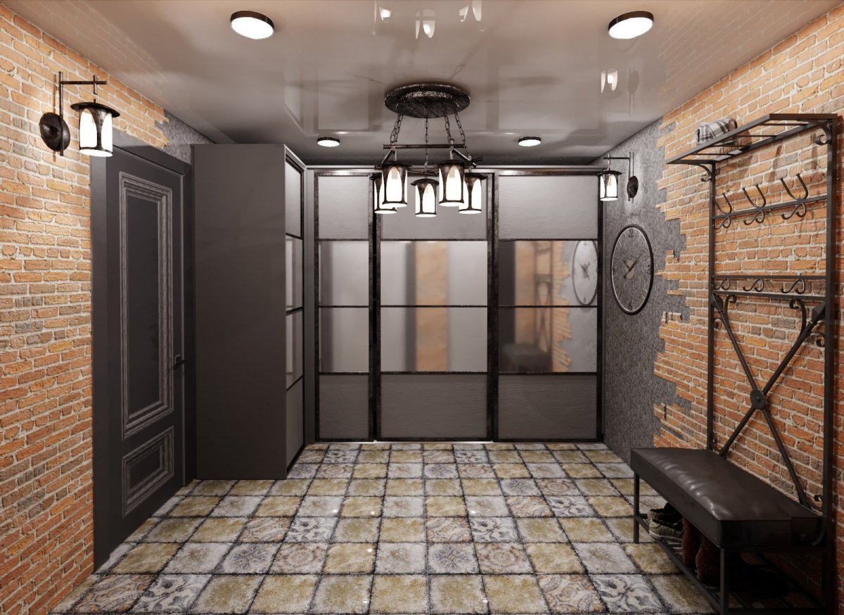 Коридор в стиле лофт