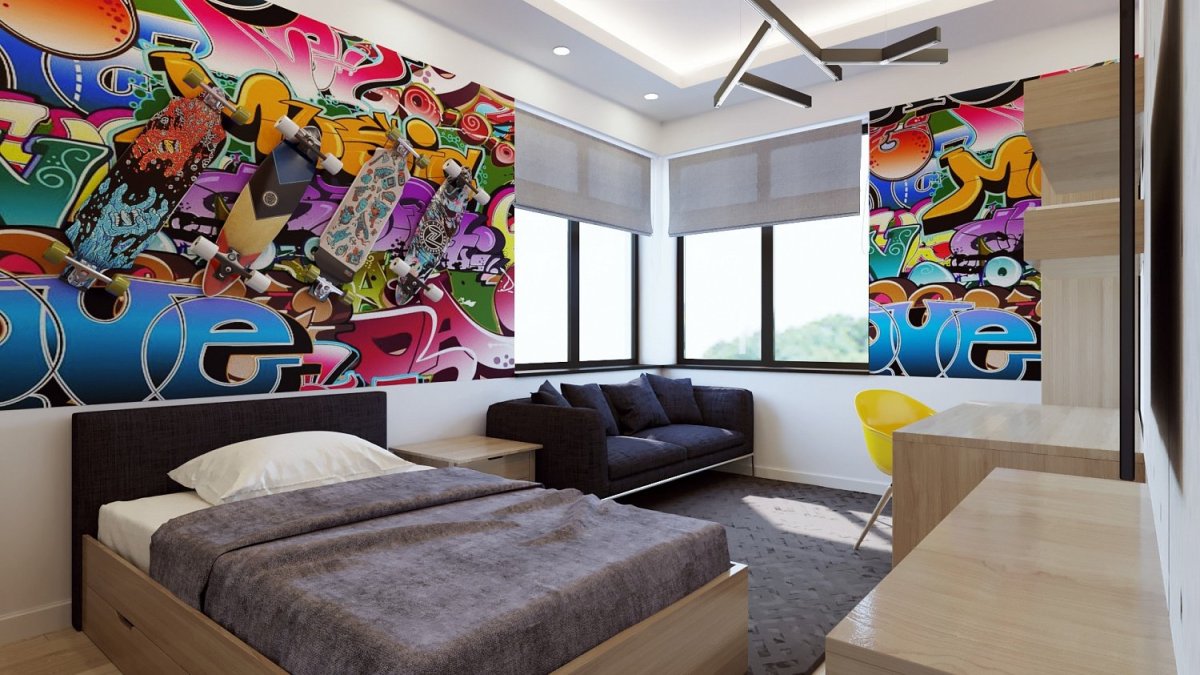 Дизайн комнаты для подростка с граффити