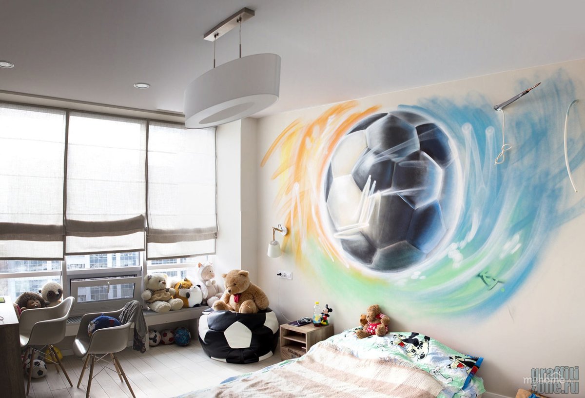 Разрисованные стены в комнате подростка