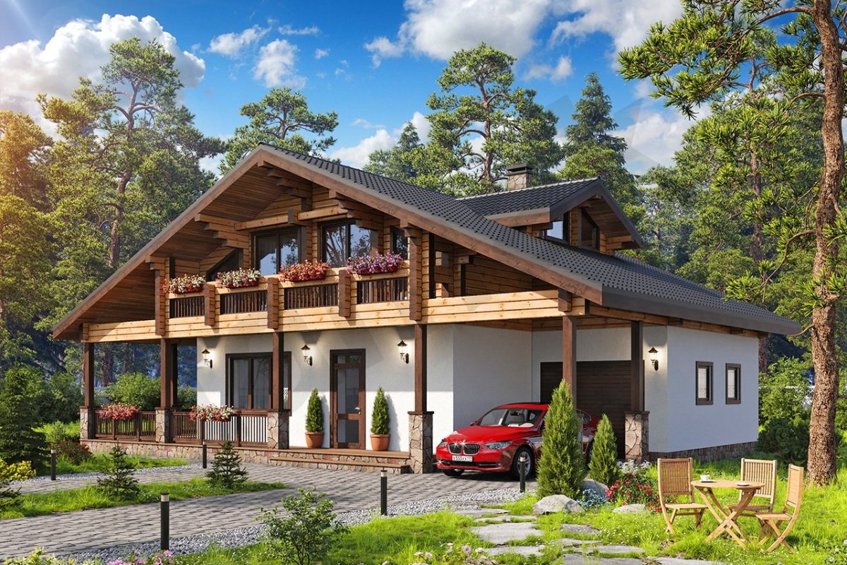 Дом Шале из клееного бруса 100кв