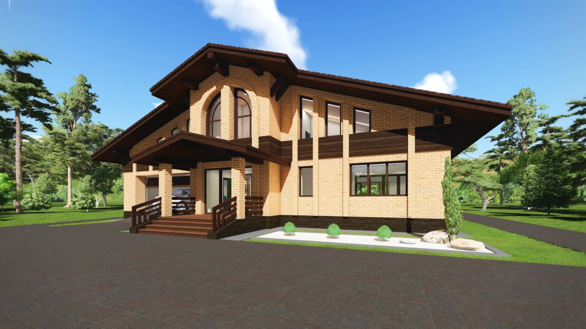 Комбинированный каркасный дом