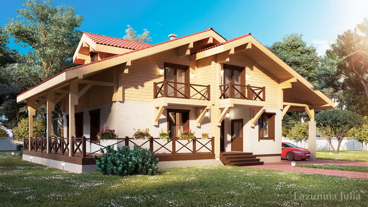 Домик Шале комбинированный