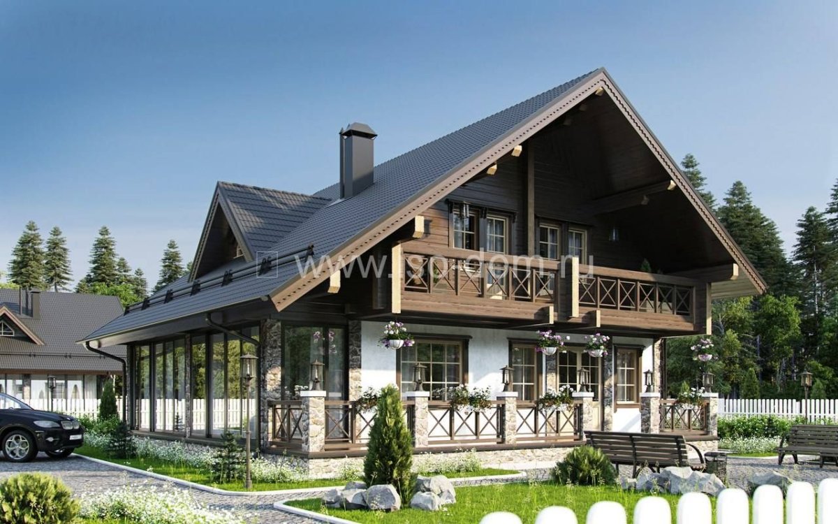 Шале с мансардой и террасой проекты