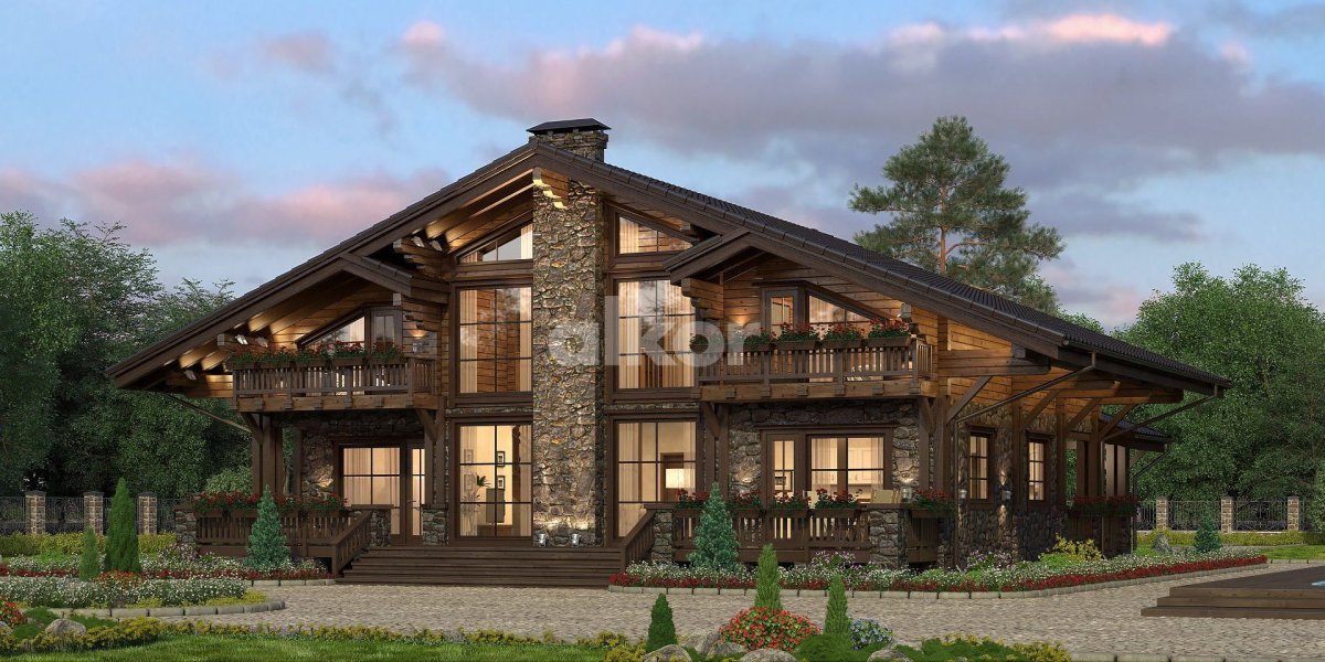 Дом с мансардой в стиле Шале