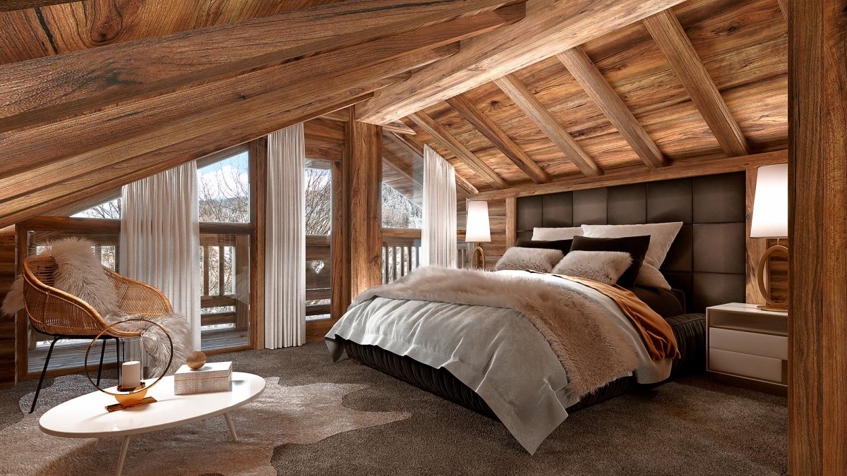 Одноэтажный дом с мансардой в стиле Шале