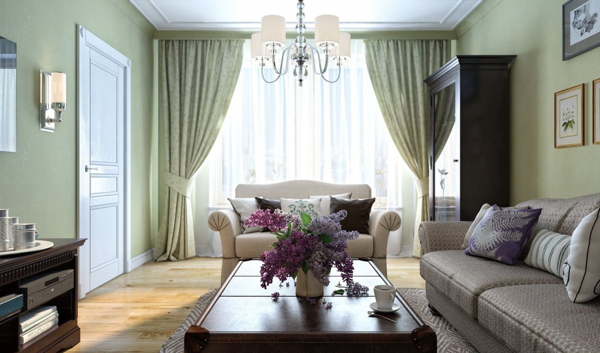 Гостиная в фисташковом цвете