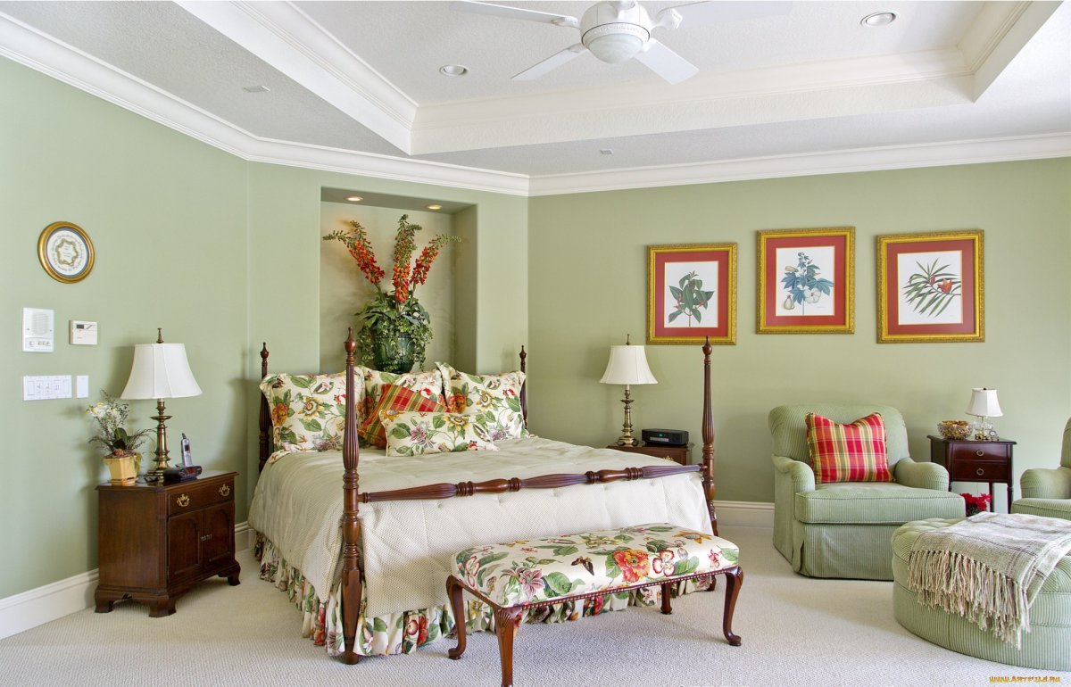 Салатовый цвет в интерьере