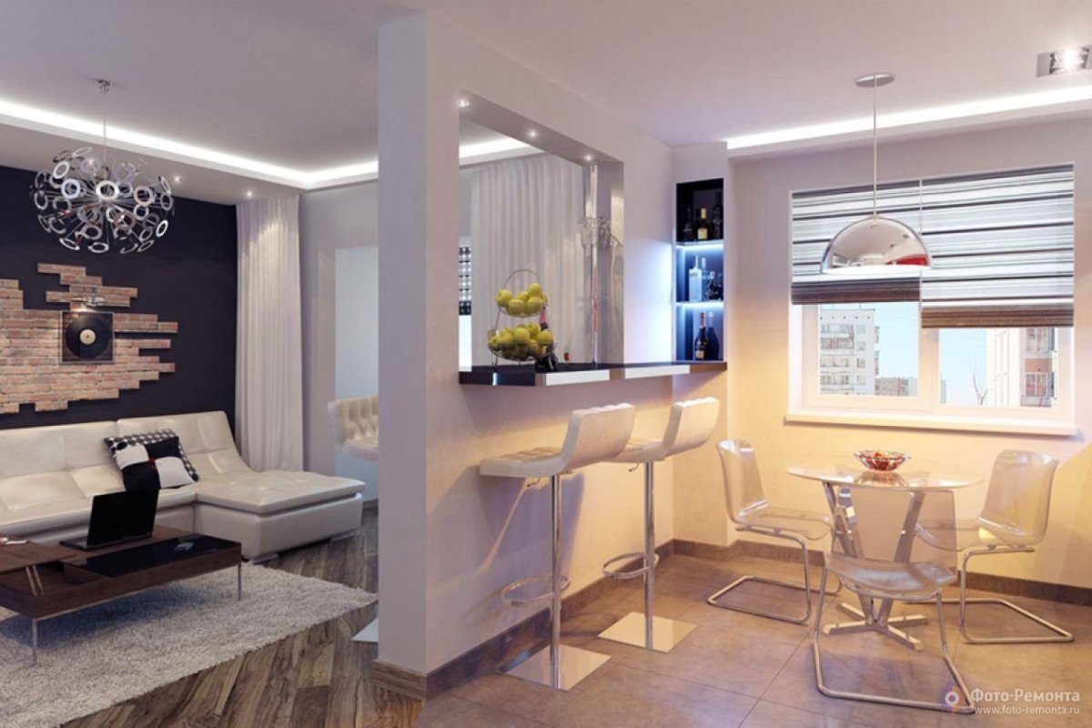 Перегородка между кухней и гостиной