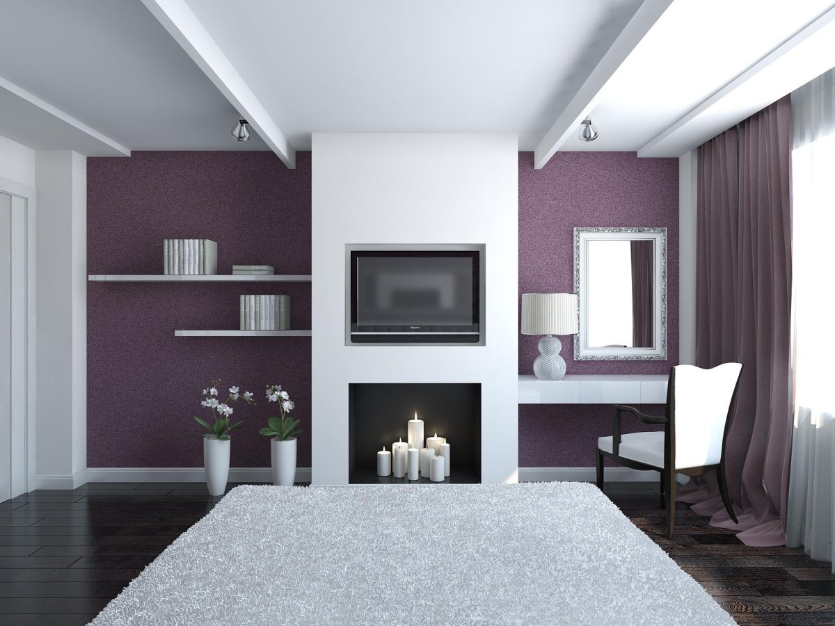 Гостиная с коричневым полом