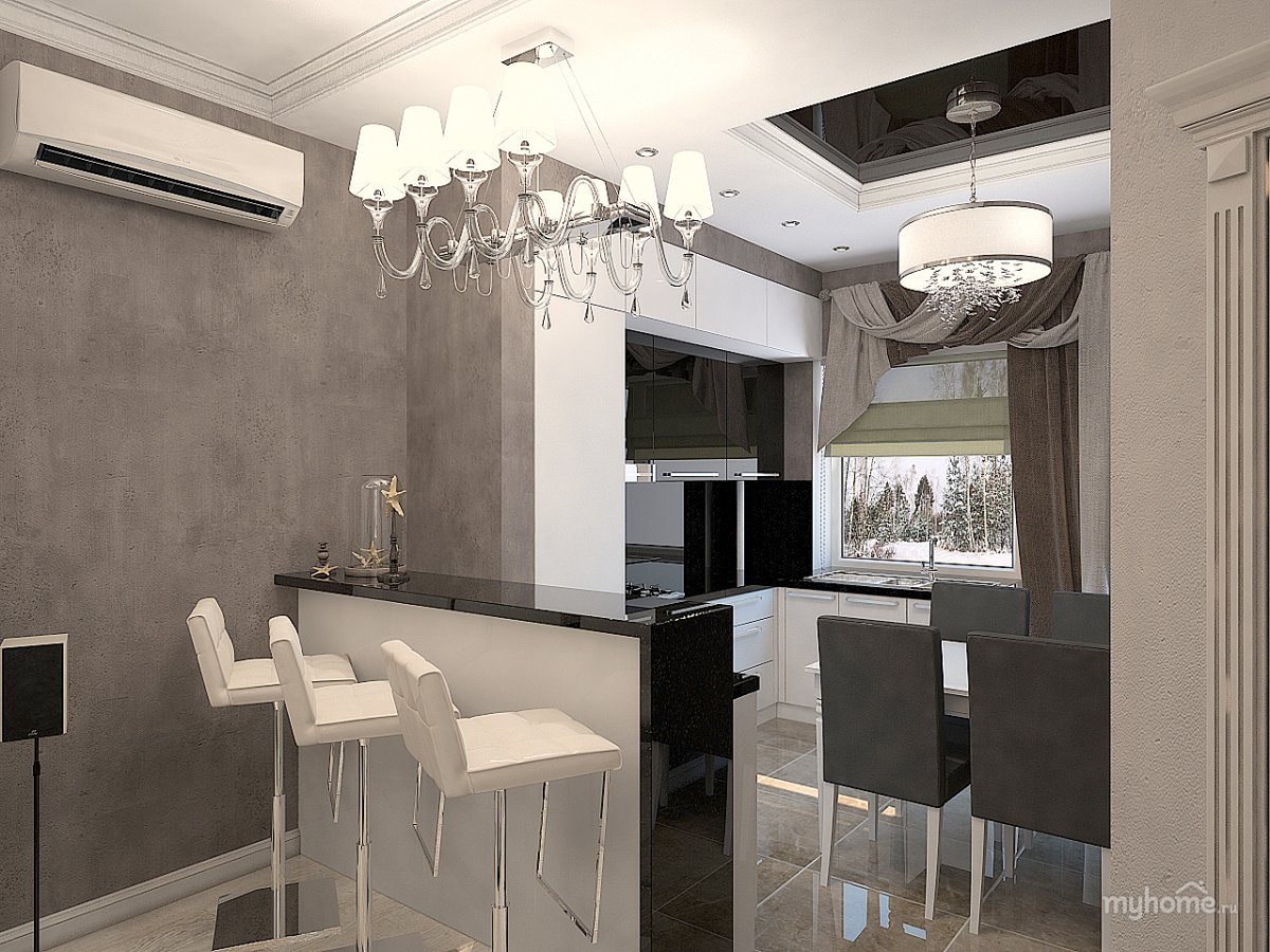 Гостиная совмещенная с кухней хрущевка стиль