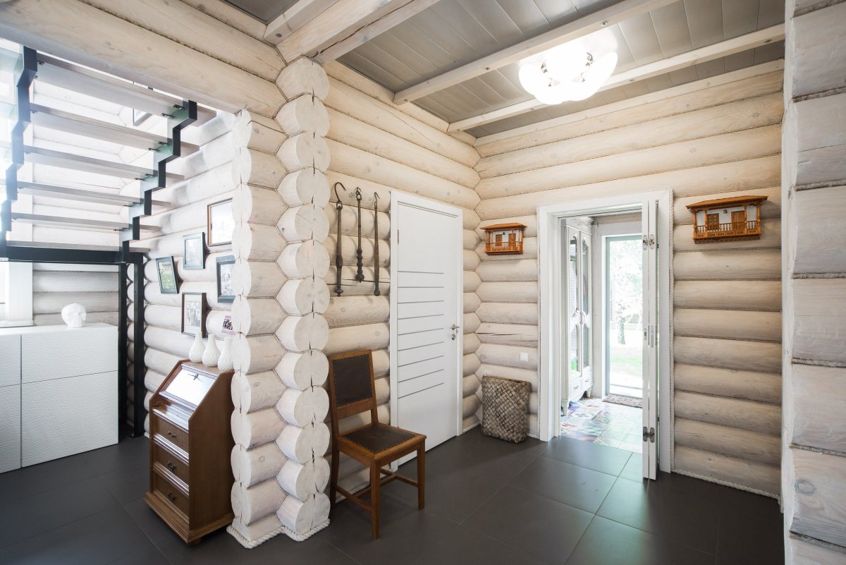 Бревенчатая баня внутри