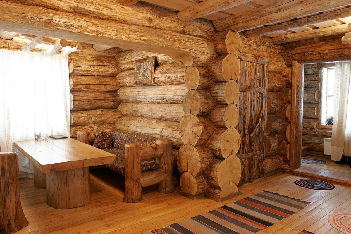 Внутренняя отделка бани из бревна