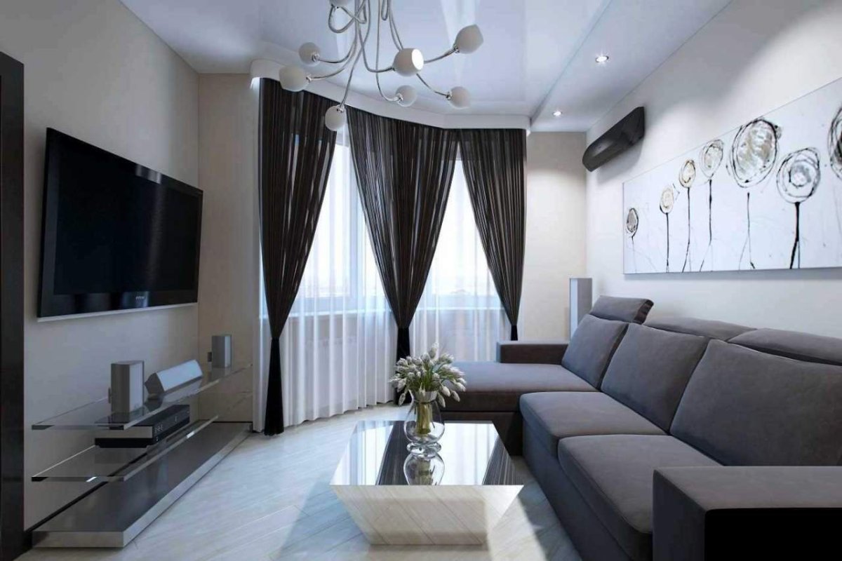 Интерьер зала 18 квадратных метров